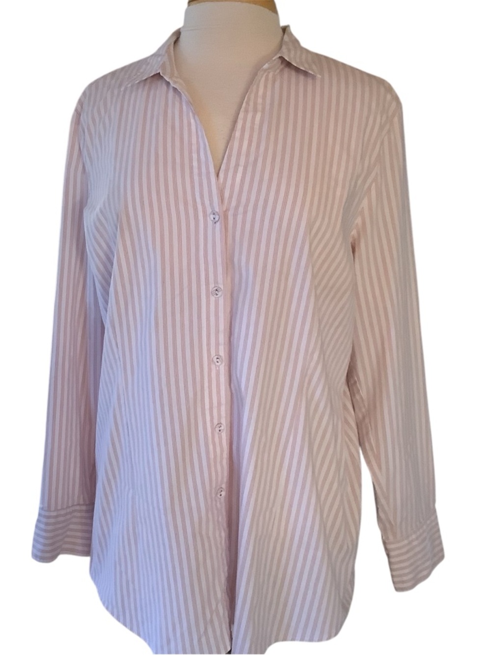 BNWOT J jill  Women’s Pink Stripe Button-Down Shirt sz xl